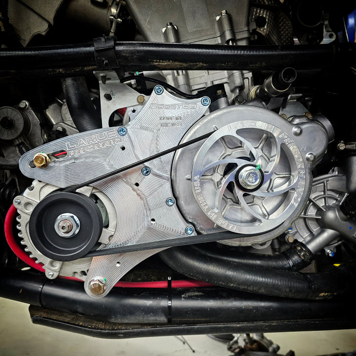 Polaris RZR RS1 Turbo S XPT Turbo R alternator kit LaRue Performance. Power all off-road UTV SXS accessories; lights, sound stereo systems, electronics etc. Rated at 195amps, 150amps at idle. Made in the USA. Reliable connection. Bolt on billet kit. Stator Battery