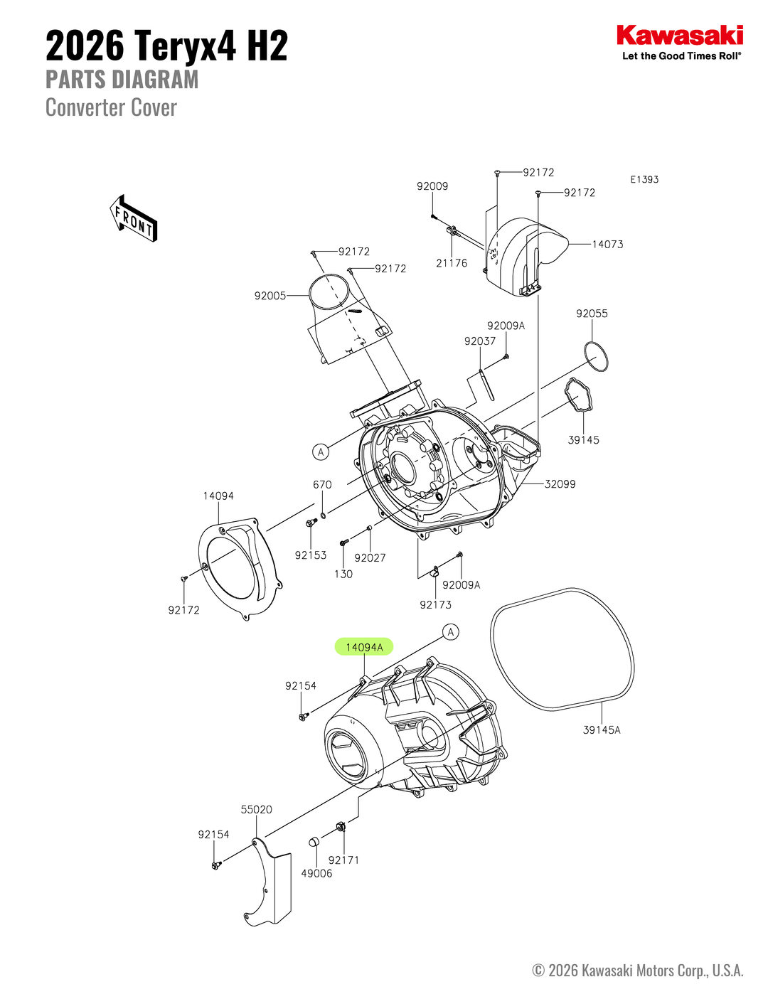 Kawasaki Teryx H2 OEM CVT Cover