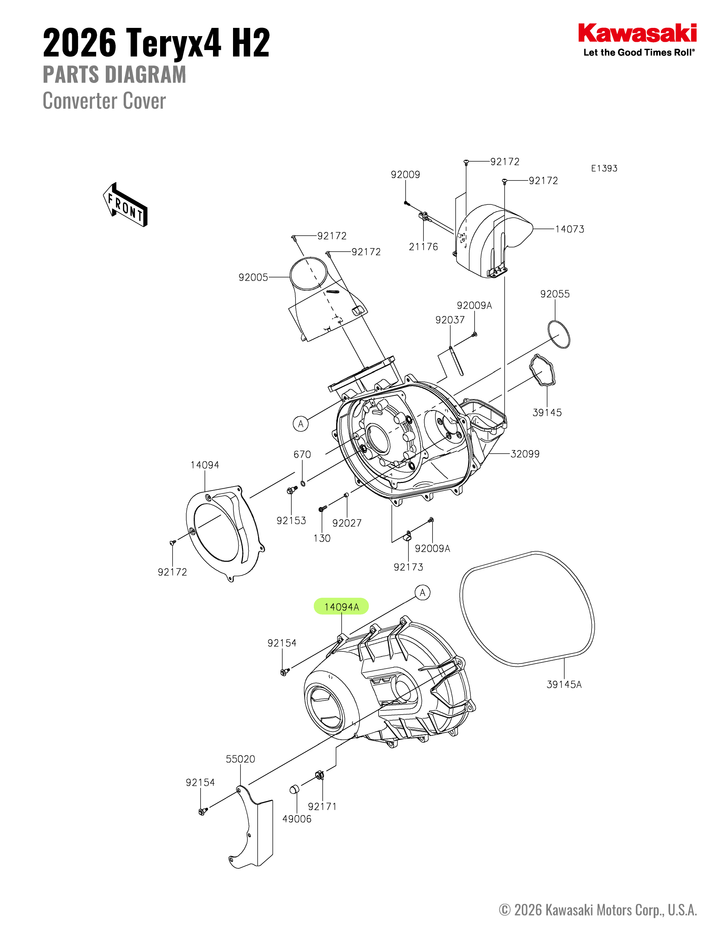 Kawasaki Teryx H2 OEM CVT Cover