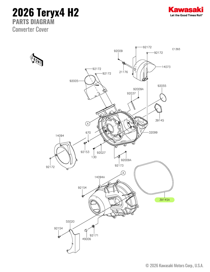 Kawasaki Teryx H2 OEM CVT Cover Trim Seal