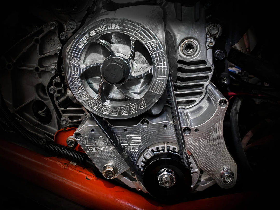 Can-Am X3 Maverick alternator kit LaRue Performance. Fix low voltage issues. Power all off-road UTV SXS accessories; lights, light bars, sound stereo systems, electronics etc. Made in the USA. Reliable connection. Bolt on billet kit. stator battery