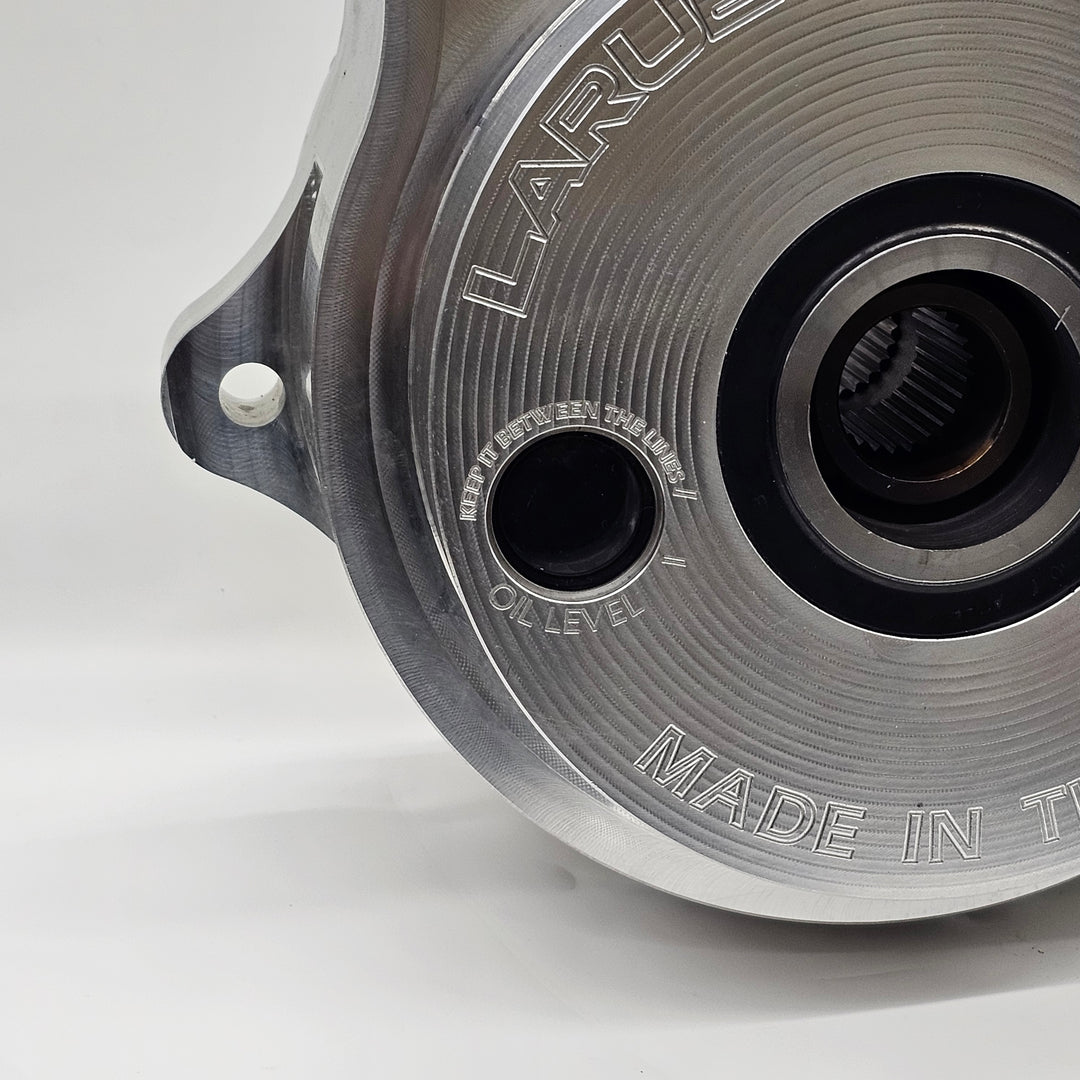 LaRue Performance Yamaha YXZ 1000R Billet Rear Differential driveshaft included, works with stock axels. Our pinion gear ratio is 3.55 or 3.73 while OEM ratio is 3.66 CAD designed & CNC machined in-house Made in the USA Our billet rear differential will handle the beating from big turbo kits, racing, or just driving hard.