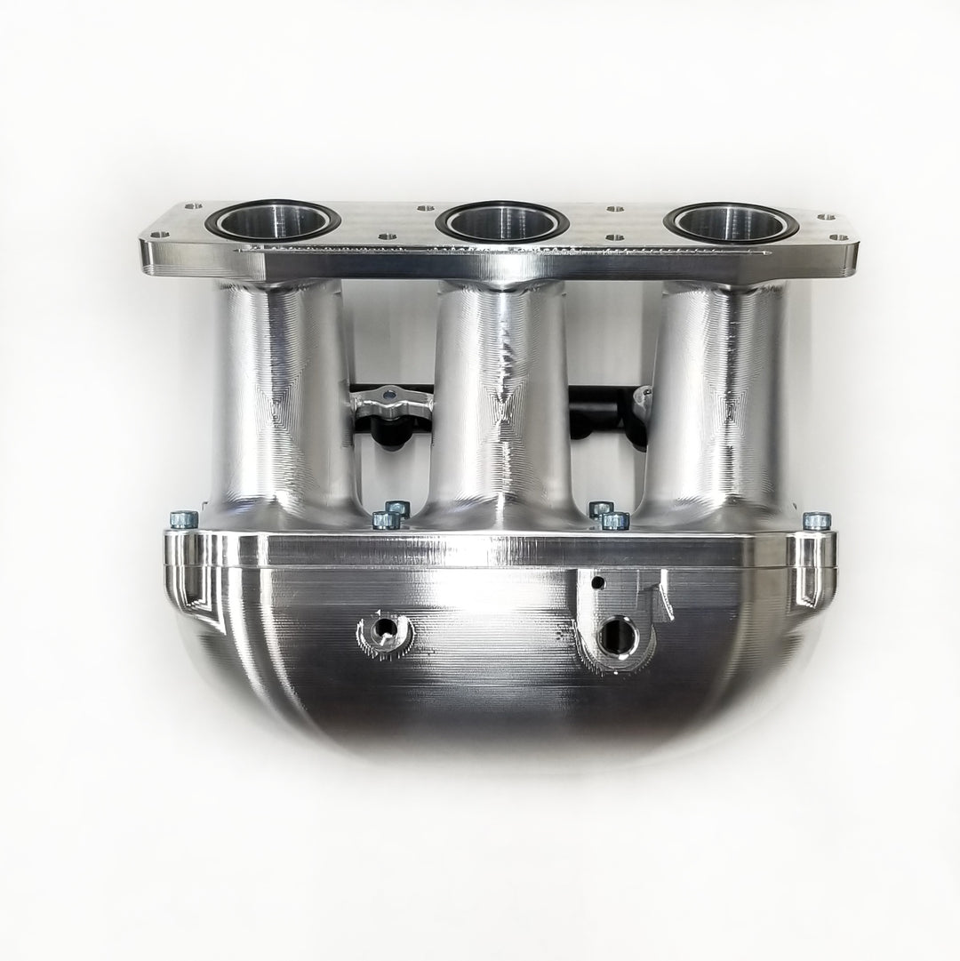 Gain more power and strength with our Can-Am X3 billet intake plenums. These bolt on plenums are reliable and will hold up to high boost applications. They provide an even balance of flow to each cylinder. LaRue Performance's aftermarket intake plenums use 3 or 6 injectors which is needed for high HP race gas, E85, or Methanol. Pressure tested to 100 PSIa.
