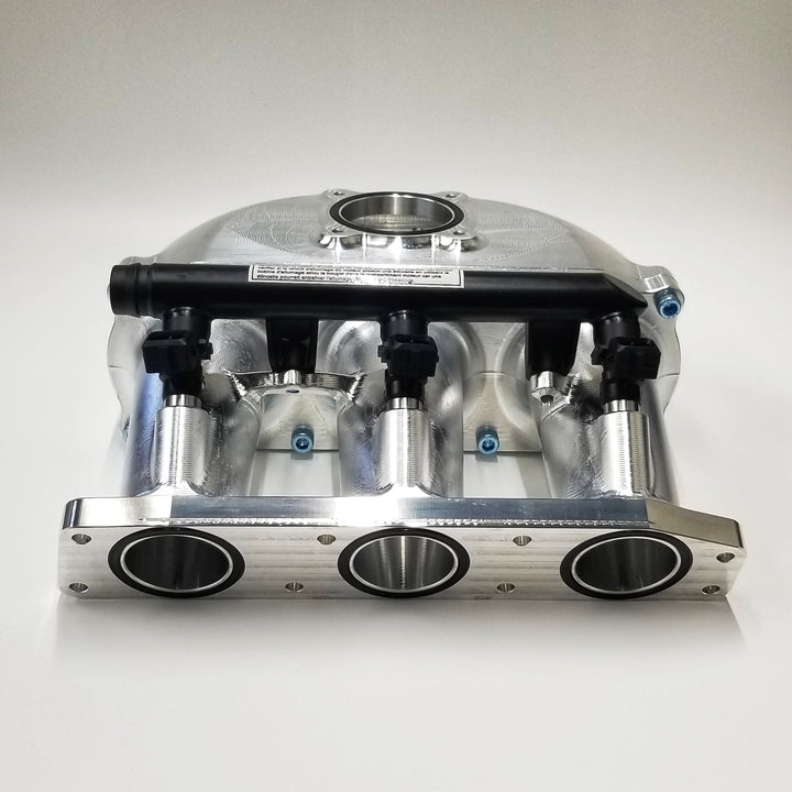 Gain more power and strength with our Can-Am X3 billet intake plenums. These bolt on plenums are reliable and will hold up to high boost applications. They provide an even balance of flow to each cylinder. LaRue Performance's aftermarket intake plenums use 3 or 6 injectors which is needed for high HP race gas, E85, or Methanol. Pressure tested to 100 PSIa.