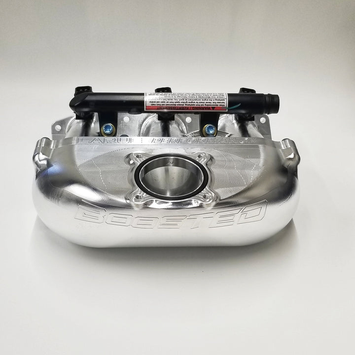 Gain more power and strength with our Can-Am X3 billet intake plenums. These bolt on plenums are reliable and will hold up to high boost applications. They provide an even balance of flow to each cylinder. LaRue Performance's aftermarket intake plenums use 3 or 6 injectors which is needed for high HP race gas, E85, or Methanol. Pressure tested to 100 PSIa.
