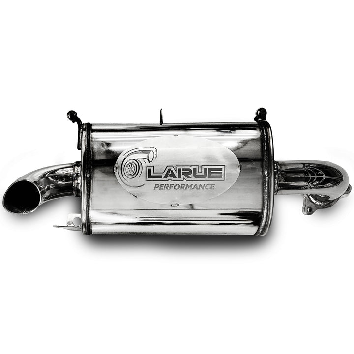LaRue Performance Bolt on muffler no modifications needed Made for Polaris RZR Turbo S, XP Turbo, & XP Pro All stainless steel Adds 5-7 HP to a stock level RZR Designed & Fabricated in-house Made in the USA