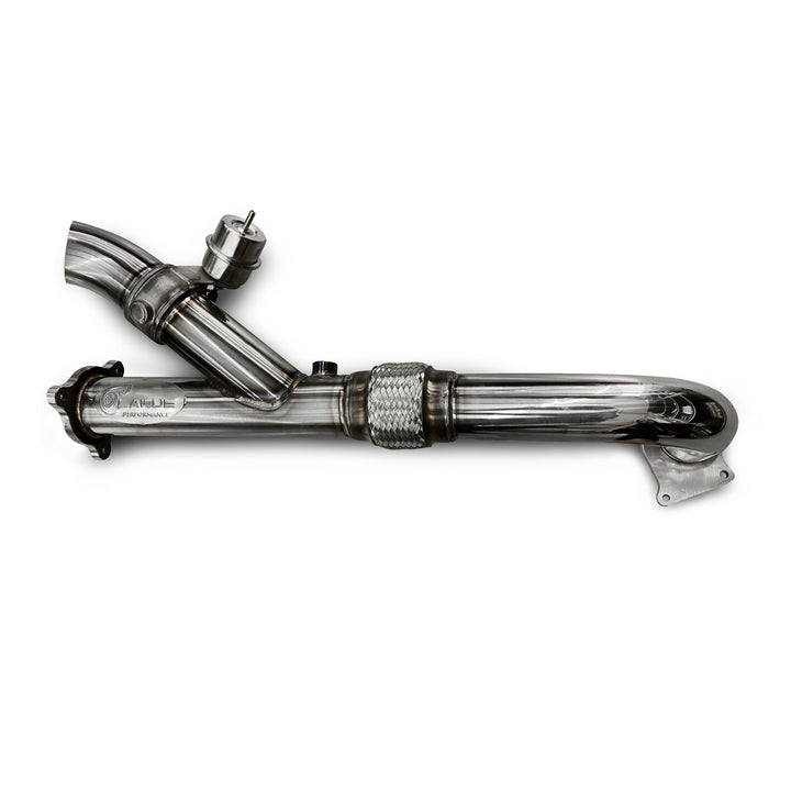 LaRue Performance Polaris RZR Turbo S, XPT, & XP Pro Cut-out Head Pipe Bolt on system no modifications needed Made for Polaris RZR Turbo S, XP Turbo, & XP Pro All stainless steel Adds 5-7 HP to a stock level RZR With the cut-out mid pipe, you have an option to open it to a straight pipe (drag pipe) Designed & Fabricated in-house Made in the USA