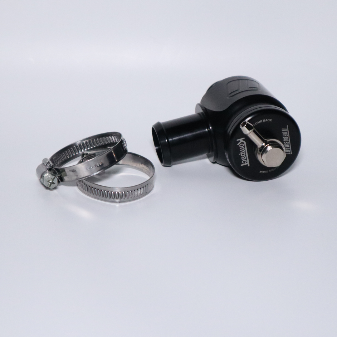 LaRue Performance 25mm BOV Full recirculating Turbosmart BOV system that recirculates all excess pressure back into the intake system. Replace your factory BOV with higher performance! These bolt-on replacements offer a smart choice in OEM fitment and value. Kompact blow-off valves are built tough from black anodized aluminum, providing superior flow and greater structural integrity under boost. Swap out your factory plastic units for reliability, quality, and value with these blow-off valves.
