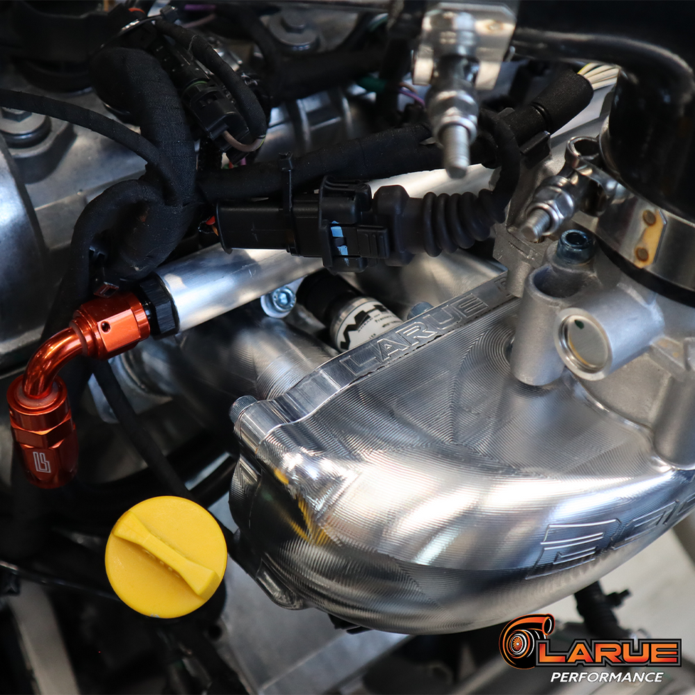 Gain more power and strength with our Can-Am X3 billet intake plenums. These bolt on plenums are reliable and will hold up to high boost applications. They provide an even balance of flow to each cylinder. LaRue Performance's aftermarket intake plenums use 3 or 6 injectors which is needed for high HP race gas, E85, or Methanol. Pressure tested to 100 PSIa.