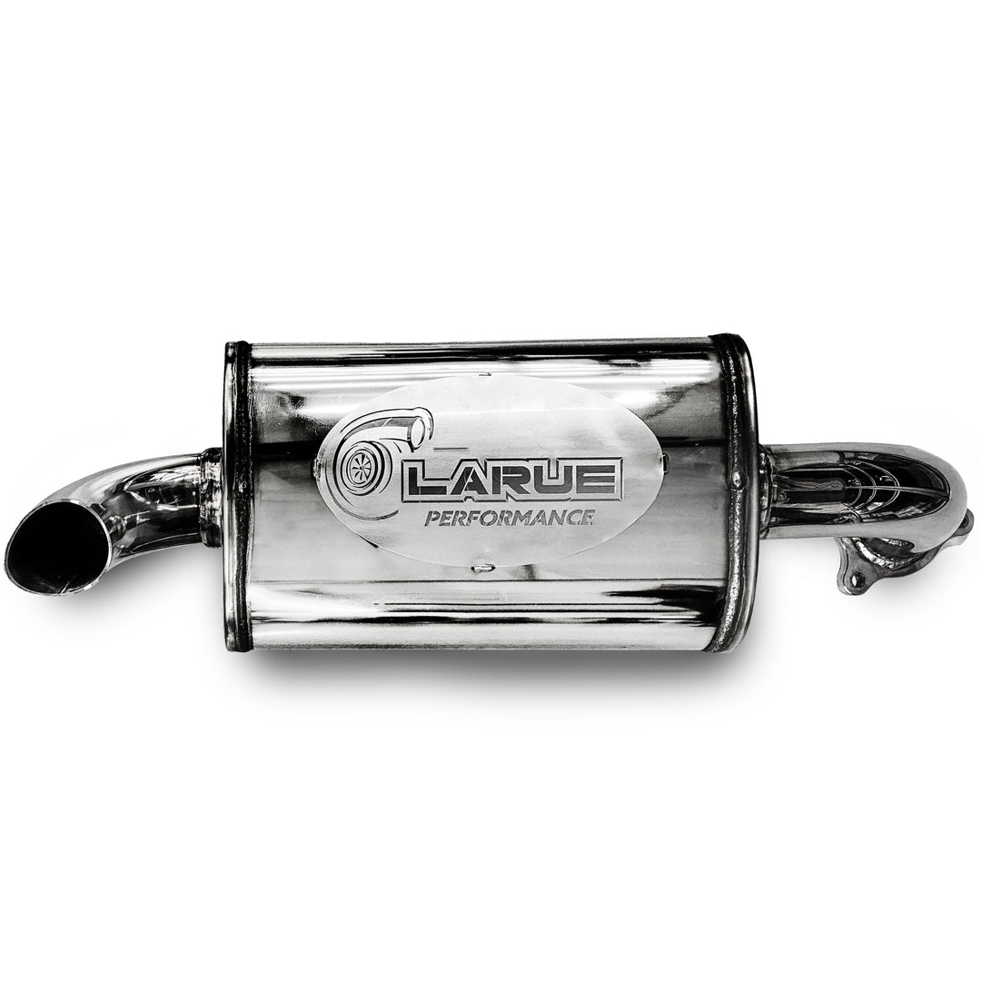 LaRue Performance Bolt on muffler no modifications needed Made for Polaris RZR Turbo S, XP Turbo, & XP Pro All stainless steel Adds 5-7 HP to a stock level RZR Designed & Fabricated in-house Made in the USA