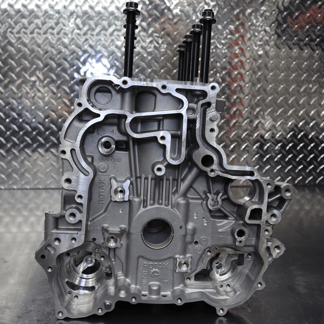 LaRue Performance Can-Am X3 2018 to 2021 aftermarket closed deck cylinder and bigger stud machine work. With increased boost and HP you increase the cylinder pressure. The factory block is a open deck and has no support at the top of the cylinder. Therefore it can expand and move around under the head gasket with no support, resulting in a blown head gasket. With increased boost and HP you increase the cylinder pressure.
