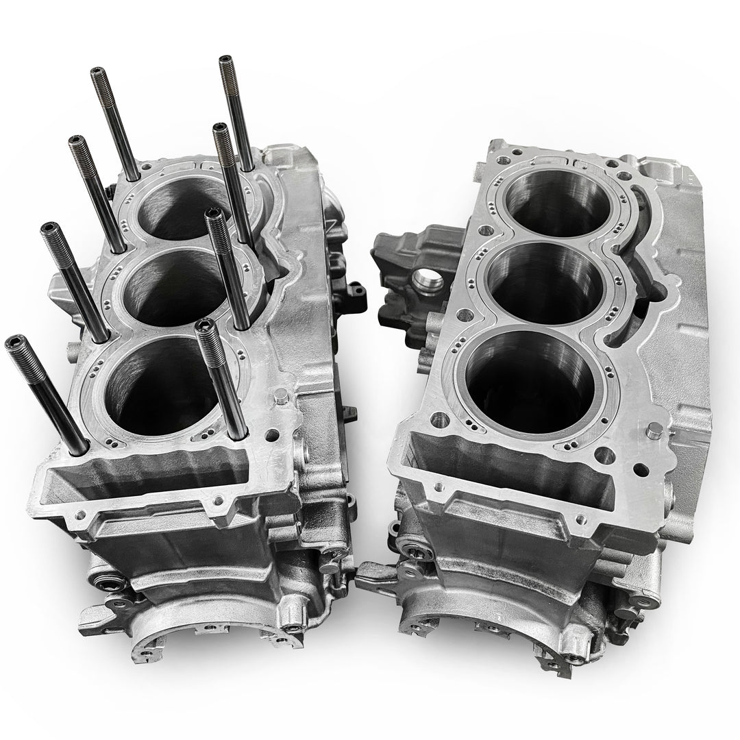 LaRue Performance Can-Am X3 2018 to 2021 aftermarket closed deck cylinder and bigger stud machine work. With increased boost and HP you increase the cylinder pressure. The factory block is a open deck and has no support at the top of the cylinder. Therefore it can expand and move around under the head gasket with no support, resulting in a blown head gasket. With increased boost and HP you increase the cylinder pressure. 