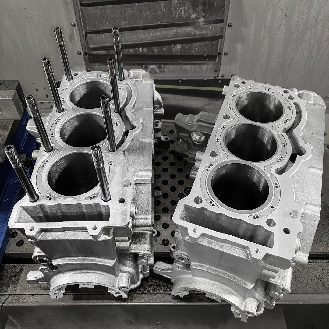 LaRue Performance Can-Am X3 2018 to 2021 aftermarket closed deck cylinder and bigger stud machine work. With increased boost and HP you increase the cylinder pressure. The factory block is a open deck and has no support at the top of the cylinder. Therefore it can expand and move around under the head gasket with no support, resulting in a blown head gasket. With increased boost and HP you increase the cylinder pressure.