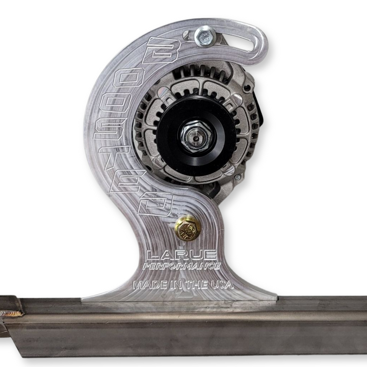 Yamaha YXZ alternator kit LaRue Performance. Power all off-road UTV SXS accessories; lights, sound stereo systems, electronics etc. Rated at 90amps, 50amps at idle. Made in the USA. Reliable connection. Bolt on billet kit. Stator Battery