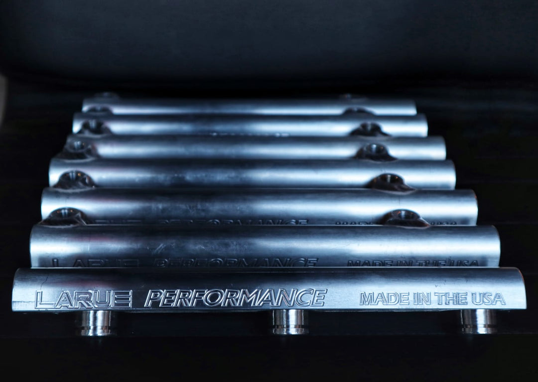 LaRue Performance Yamaha YXZ Billet Fuel Rail - Threaded – 6 ORB Made for ID injectors Made for 14mm injectors vs stock injectors which are 11mm Has clips to keep the injectors connected to the fuel rail Can Support up to 500 HP CAD designed & CNC machined in-house Made in the USA